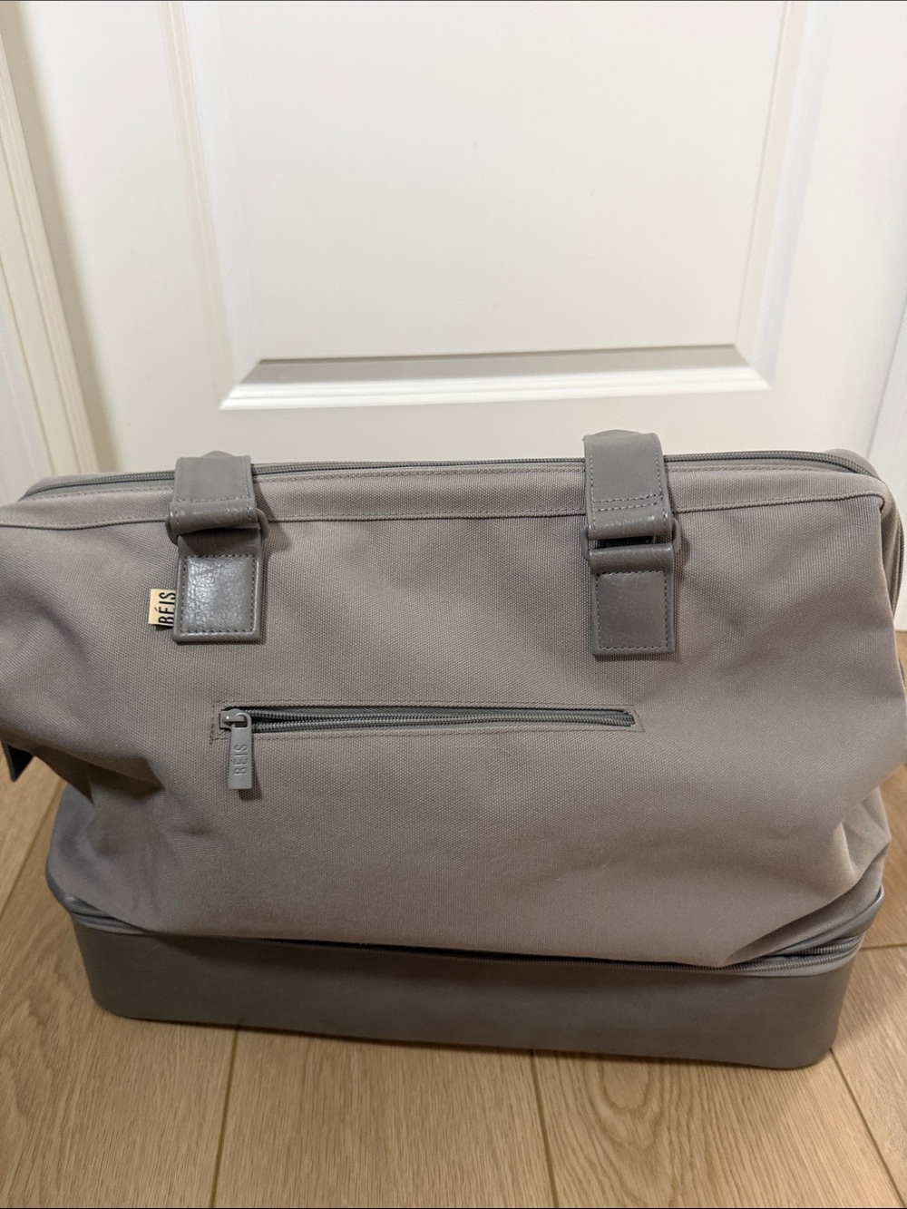 BEIS Light Gray Travel Weekender Bag